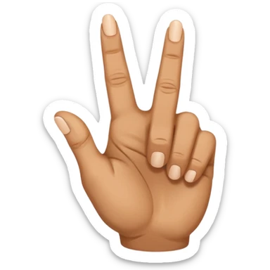 rock hand with the middle and index finger crossing over, middle behind index sticker