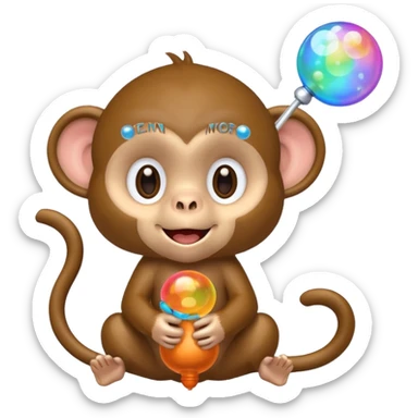 monkey blowing bubbles sticker