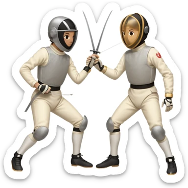  a fencing duel with epees sticker