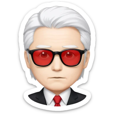 Satoru Gojo from Jujutsu Kaisen with white hair, black suit, red tie, and sunglasses sticker