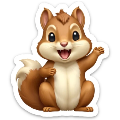 Cinematic Cute Yawning Squirrel Portrait Emoji, Head tilted slightly with a dramatic, wide-open yawn, showcasing a soft, downy auburn Fur with a fluffy tail and delicate cream accents, round eyes barely open in drowsy contentment, Simplified yet irresistibly adorable features, highly detailed, glowing with a soft, cozy glow, high shine, relaxed yet expressive, stylized with a touch of woodland charm, bright and endearing, soft glowing outline, capturing the essence of a sleepy yet affectionate squirrel, so drowsy it feels like it could scamper out of the screen and curl up for a nap! sticker