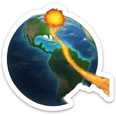 Earth as a comet flaming streak sticker
