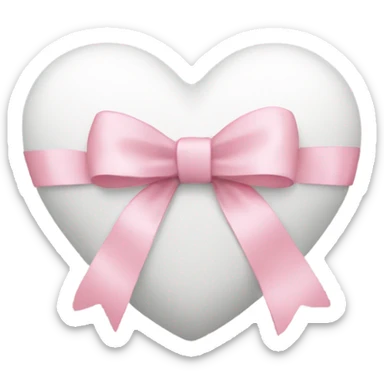 white heart with light pink ribbon bow sticker