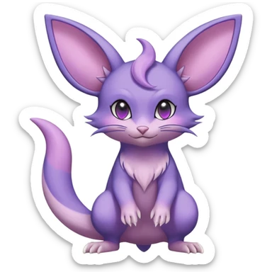 Pastel Glossy Smooth Soft Shiny Celestial Crescent Lunar Shiny Glossy Lumine Stellar Rattata-Noibat-Espeon-Purrloin-Fakemon-hybrid-creature (full body) sticker