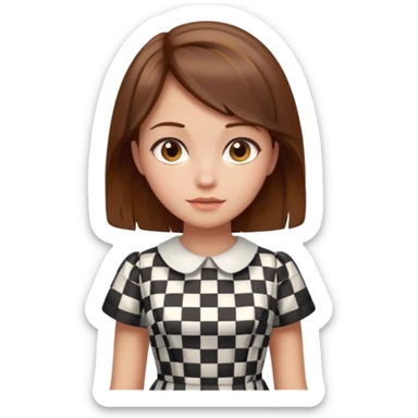 girl with brown hair wearing checker dress sticker