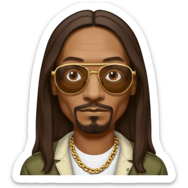 Snoop Dogg with long dark brown hair sticker