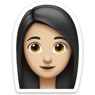 shoulder length emoji of white girl with down long straight black hair dark brown eyes sticker