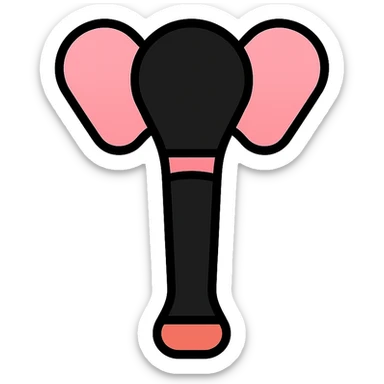 BLACKPINK-inspired gothic lightstick, no hearts, minimal and bold, black and pink, flat warm colors icon style sticker