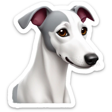 grey white whippet with burgundy details sticker