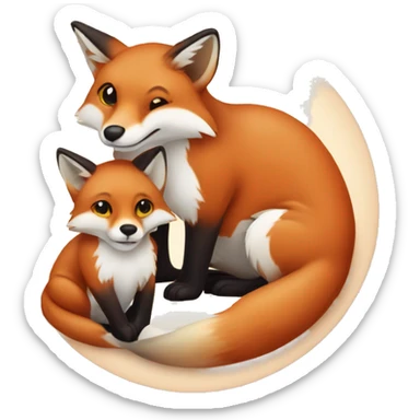 pregnant fox with baby lynx inside stomach sticker