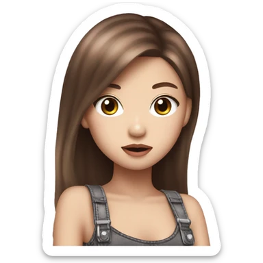 The girl who looks like BlackPink Jennie K pop star with brown hair sticker