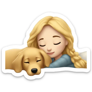 White brunettw girl napping with golden retriever in blanket sticker