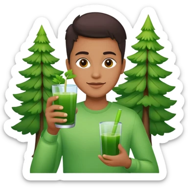 juice,forest fruits, person, green juice sticker