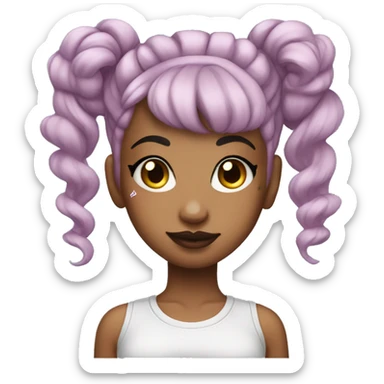 Tattooed girl with space buns and side bang sticker