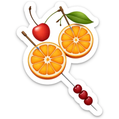 orange slice and cherry on a skewer sticker