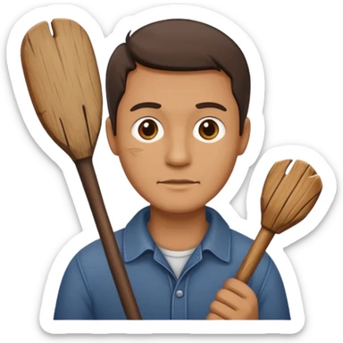 Tahta adam elinde sopa sticker