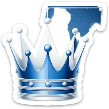 side perspective of a blue blueprint plan with white lines forming a crown sketch sticker