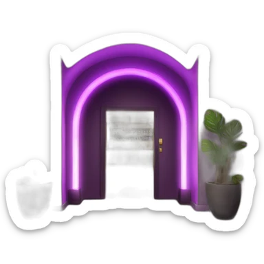 Bar entrance with 3 purple LED arch lights from larger to smaller leading down the hall inside  sticker