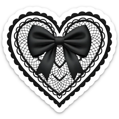 black lace heart with a small bow accent sticker