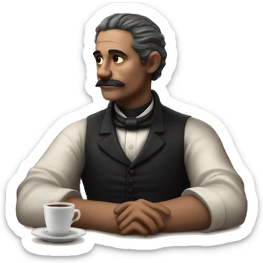Victorian man sit in the cafe and thinking about his life sticker