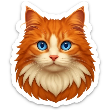 Change the cat's eyes to bright blue, keep the rest the same, with no background sticker