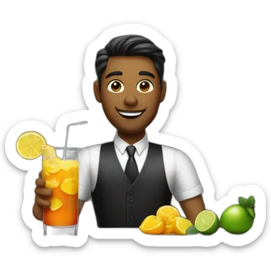 a bartender with cocktail sticker