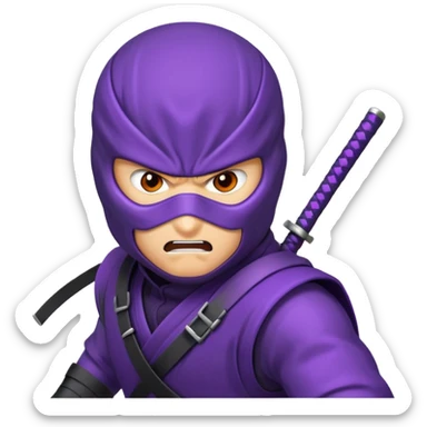purple ninja with an angry expression, colorful effects above the ninja to show anger sticker