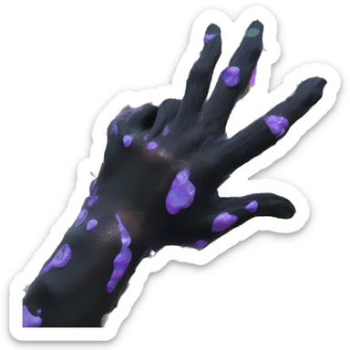 .Zombie_ Vaporwave black holographic oilslick zombie unicorn yellow caution tape with prosthetic arm  sticker