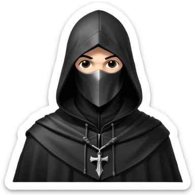 icon featuring Assasin's Creed in an iconic assassin's hood, standing tall against the backdrop of Florence. The design captures the essence of adventure, with intricate details of historical architecture and a sense of mystery. The character is poised, ready for action. transparent background. sticker