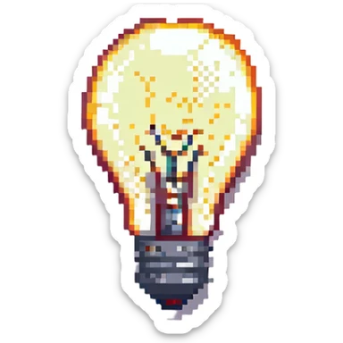 glowing lightbulb representing an idea pixel art sticker