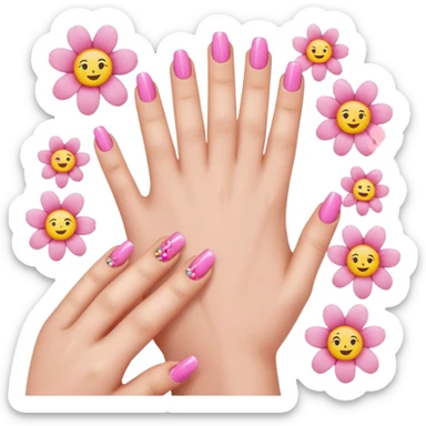 nails emojis, nail artist flowers all pink and aesthetic sticker