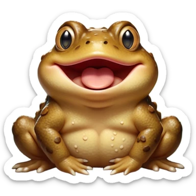 Cinematic Cute Yawning Toad Portrait Emoji, Head tilted slightly with a dramatic, wide-open yawn, showcasing a stout, textured body with drooping, warty features and sleepy, half-closed eyes, Simplified yet irresistibly adorable features, highly detailed, glowing with a soft, cozy woodland glow, high shine, relaxed yet expressive, stylized with a dash of whimsical amphibian charm, soft glowing outline, capturing the essence of a drowsy yet affectionate toad that appears ready to stretch out for a nap! sticker