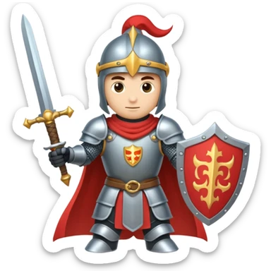 Battle mage: a knight in armor wielding both sword and magic sticker