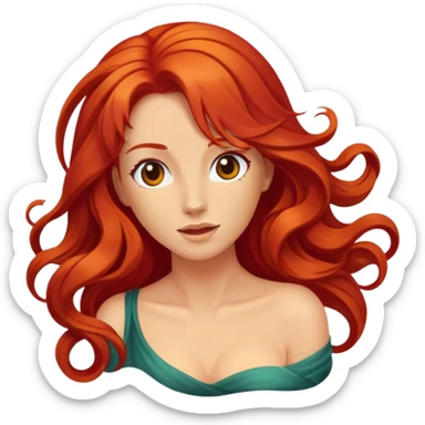 Red hair woman with flow sticker