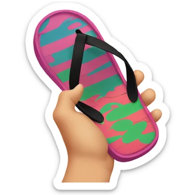 Hand holding a flip flop sticker