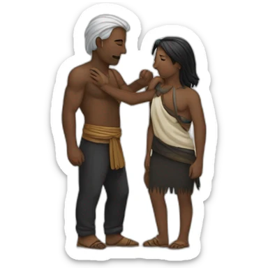 un noir et un indien qui se font un calin sticker