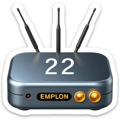 A simple 2d TV box facing the camera that has AI text. The TV has antennas on it. sticker