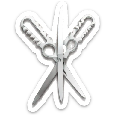 The word VI , Roman numerals for 6. V and upper case I, made out of scissors. Scissors spelling the word VI sticker