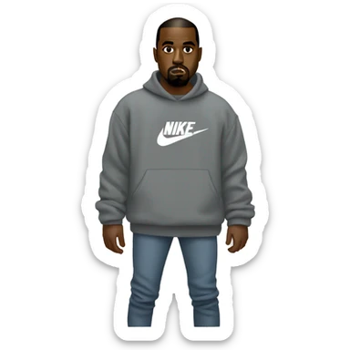 Kanye west wearing a nike pullover sticker