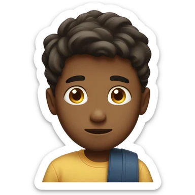 Boy gazing while tilting head downwards  sticker