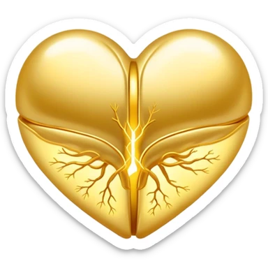 Glowing golden omega-3 pill with ethereal aura, connected by flowing energy to a luminous brain and heart. The brain shows enhanced neural activity while the heart pulses with healthy rhythm, all surrounded by a soft radiance representing improved cognitive and cardiovascular health. sticker