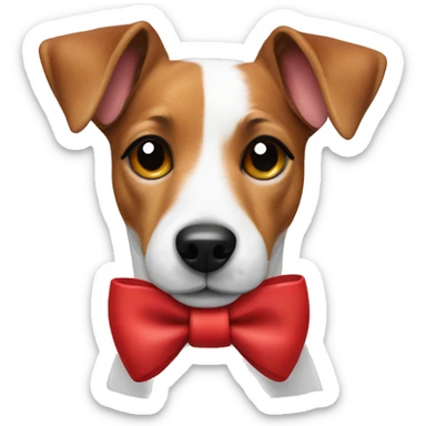jack russell with a red bow  sticker