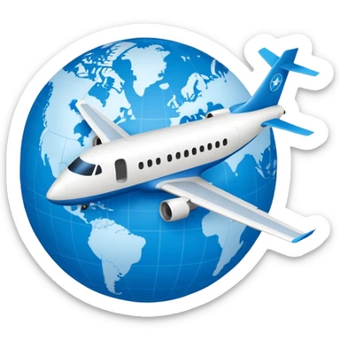 emoji de viaje, algo como un avion dandole la vuelta al mundo o dirigiendose a un destino en un mapa sticker