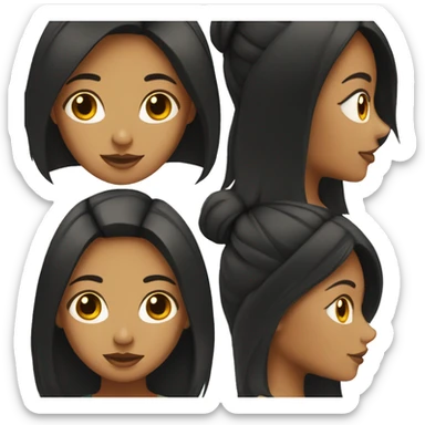 tan girl with black hair and medium length hair sticker