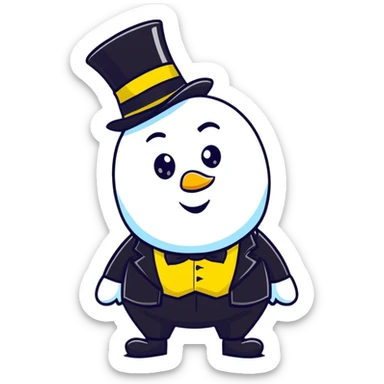 frozen man in a black and white suit with a top hat sticker