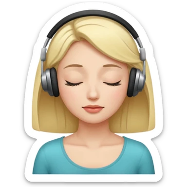 Una mujer escucha música con los ojos cerrados  sticker