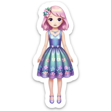 Multicolored sparkly pastel dark iridescent light pale gloomy spooky cute adorable pretty cool elegant realistic floral exotic Falvie-Fionbri, full body sticker