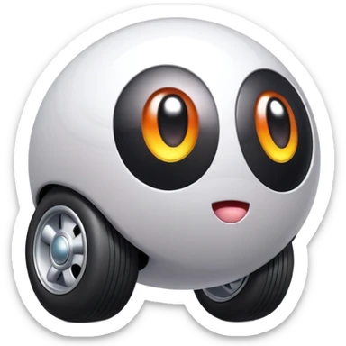 Metal cute black eyes Kirby ball driving on 4 car wheels sticker
