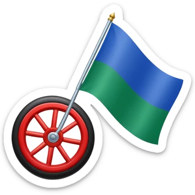 Emoji drapeau moitié à la verticale bleu en haut vert en bas avec une roue rouge au millieu  roue en plein millieu du drapeau bleu à la. Moitié de en heut et vert à la moitié de en bas sticker