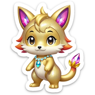 Cute Kawaii Chibi Anthro Sona Pretty Shiny Colorful Sparkly Fakemon Full Body sticker